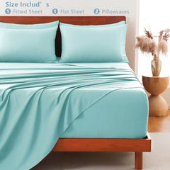 Hotel Soft Bed Sheet Set- Bedding Sheets & Pillowcases -Breathable Bedding - Wrinkle, Fade, Stain Resistant-Deep Pocket Flat 