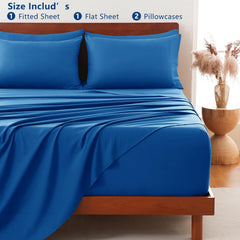 Hotel Soft Bed Sheet Set- Bedding Sheets & Pillowcases -Breathable Bedding - Wrinkle, Fade, Stain Resistant-Deep Pocket Flat 