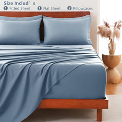Hotel Soft Bed Sheet Set- Bedding Sheets & Pillowcases -Breathable Bedding - Wrinkle, Fade, Stain Resistant-Deep Pocket Flat 