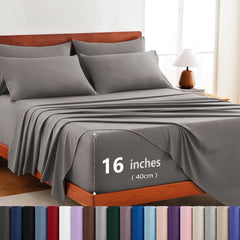 Hotel Soft Bed Sheet Set- Bedding Sheets & Pillowcases -Breathable Bedding - Wrinkle, Fade, Stain Resistant-Deep Pocket Flat 