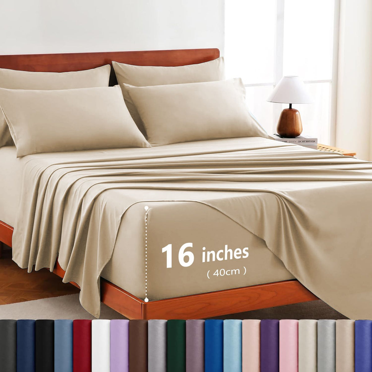 Hotel Soft Bed Sheet Set- Bedding Sheets & Pillowcases -Breathable Bedding - Wrinkle, Fade, Stain Resistant-Deep Pocket Flat 