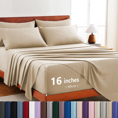 Hotel Soft Bed Sheet Set- Bedding Sheets & Pillowcases -Breathable Bedding - Wrinkle, Fade, Stain Resistant-Deep Pocket Flat 