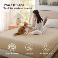 Hotel Soft Bed Sheet Set- Bedding Sheets & Pillowcases -Breathable Bedding - Wrinkle, Fade, Stain Resistant-Deep Pocket Flat 