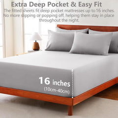 Hotel Soft Bed Sheet Set- Bedding Sheets & Pillowcases -Breathable Bedding - Wrinkle, Fade, Stain Resistant-Deep Pocket Flat 