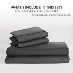 Hotel Soft Microfiber Duvet Cover Set-2000TC Quilt Cover Set & Pillowcases -1 Donna Cover Zipper Closure & 1 x Pillowcases-Br