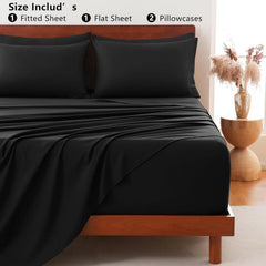 Hotel Soft Bed Sheet Set- Bedding Sheets & Pillowcases -Breathable Bedding - Wrinkle, Fade, Stain Resistant-Deep Pocket Flat 