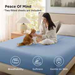 Hotel Soft Bed Sheet Set- Bedding Sheets & Pillowcases -Breathable Bedding - Wrinkle, Fade, Stain Resistant-Deep Pocket Flat 