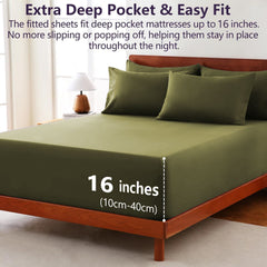Hotel Soft Bed Sheet Set- Bedding Sheets & Pillowcases -Breathable Bedding - Wrinkle, Fade, Stain Resistant-Deep Pocket Flat 