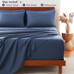 Hotel Soft Bed Sheet Set- Bedding Sheets & Pillowcases -Breathable Bedding - Wrinkle, Fade, Stain Resistant-Deep Pocket Flat 