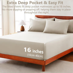 Hotel Soft Bed Sheet Set- Bedding Sheets & Pillowcases -Breathable Bedding - Wrinkle, Fade, Stain Resistant-Deep Pocket Flat 