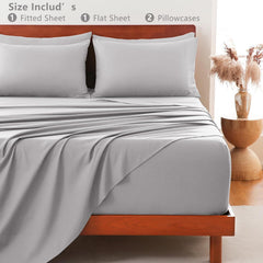 Hotel Soft Bed Sheet Set- Bedding Sheets & Pillowcases -Breathable Bedding - Wrinkle, Fade, Stain Resistant-Deep Pocket Flat 