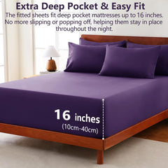 Hotel Soft Bed Sheet Set- Bedding Sheets & Pillowcases -Breathable Bedding - Wrinkle, Fade, Stain Resistant-Deep Pocket Flat 