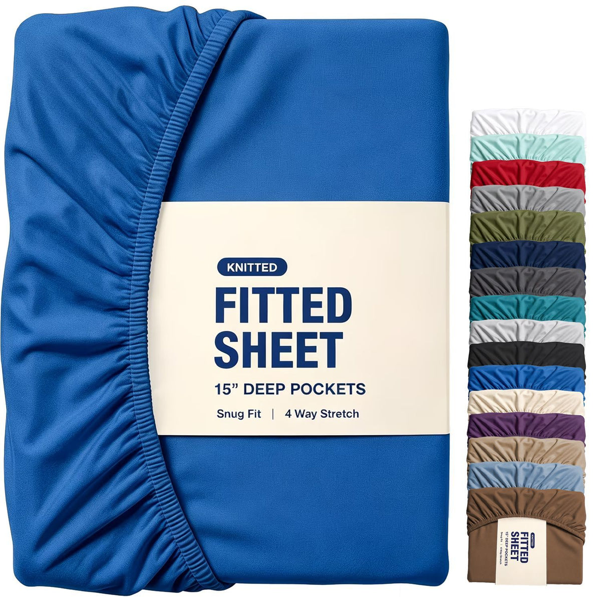 Hotel Quality Fitted Sheet - 1 Piece Fitted Sheet  -Breathable Bedding - Wrinkle, Fade, Stain Resistant- 16inch/40cm Deep Poc
