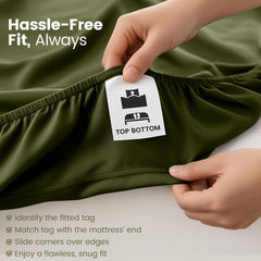 Hotel Quality Fitted Sheet - 1 Piece Fitted Sheet  -Breathable Bedding - Wrinkle, Fade, Stain Resistant- 16inch/40cm Deep Poc