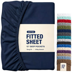 Hotel Quality Fitted Sheet - 1 Piece Fitted Sheet  -Breathable Bedding - Wrinkle, Fade, Stain Resistant- 16inch/40cm Deep Poc
