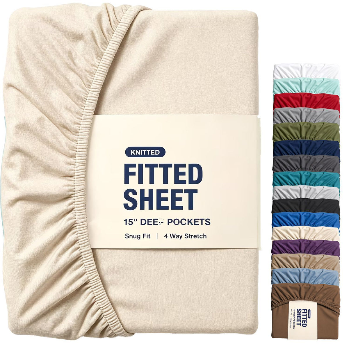 Hotel Quality Fitted Sheet - 1 Piece Fitted Sheet  -Breathable Bedding - Wrinkle, Fade, Stain Resistant- 16inch/40cm Deep Poc