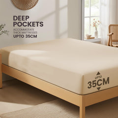 Hotel Quality Fitted Sheet - 1 Piece Fitted Sheet  -Breathable Bedding - Wrinkle, Fade, Stain Resistant- 16inch/40cm Deep Poc