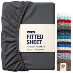 Hotel Quality Fitted Sheet - 1 Piece Fitted Sheet  -Breathable Bedding - Wrinkle, Fade, Stain Resistant- 16inch/40cm Deep Poc