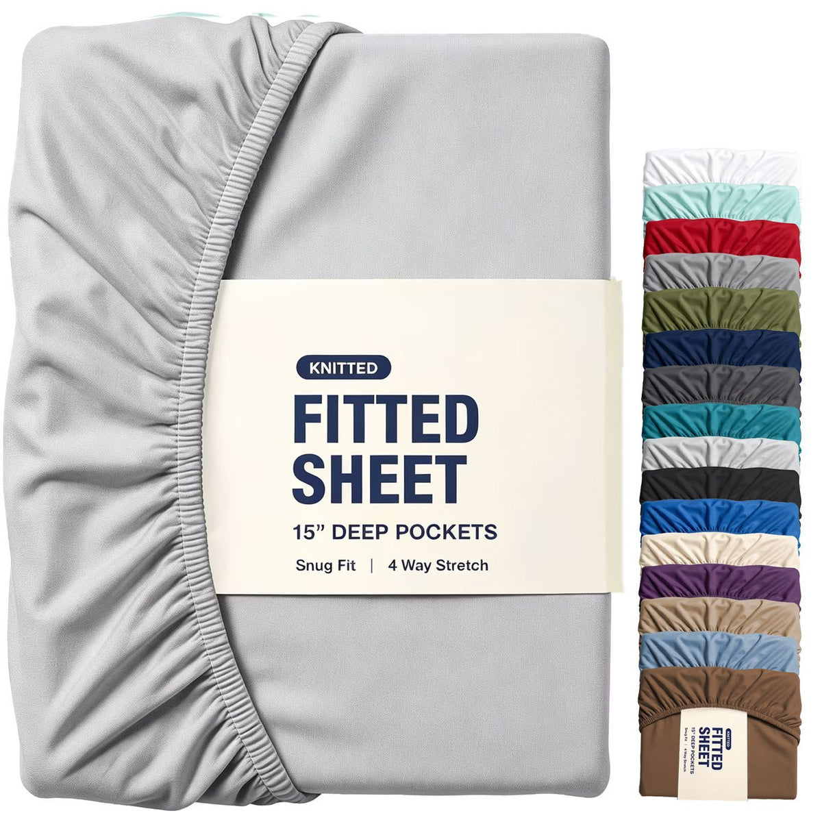Hotel Quality Fitted Sheet - 1 Piece Fitted Sheet  -Breathable Bedding - Wrinkle, Fade, Stain Resistant- 16inch/40cm Deep Poc