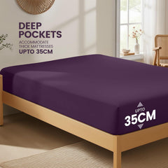 Hotel Quality Fitted Sheet - 1 Piece Fitted Sheet  -Breathable Bedding - Wrinkle, Fade, Stain Resistant- 16inch/40cm Deep Poc
