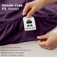Hotel Quality Fitted Sheet - 1 Piece Fitted Sheet  -Breathable Bedding - Wrinkle, Fade, Stain Resistant- 16inch/40cm Deep Poc