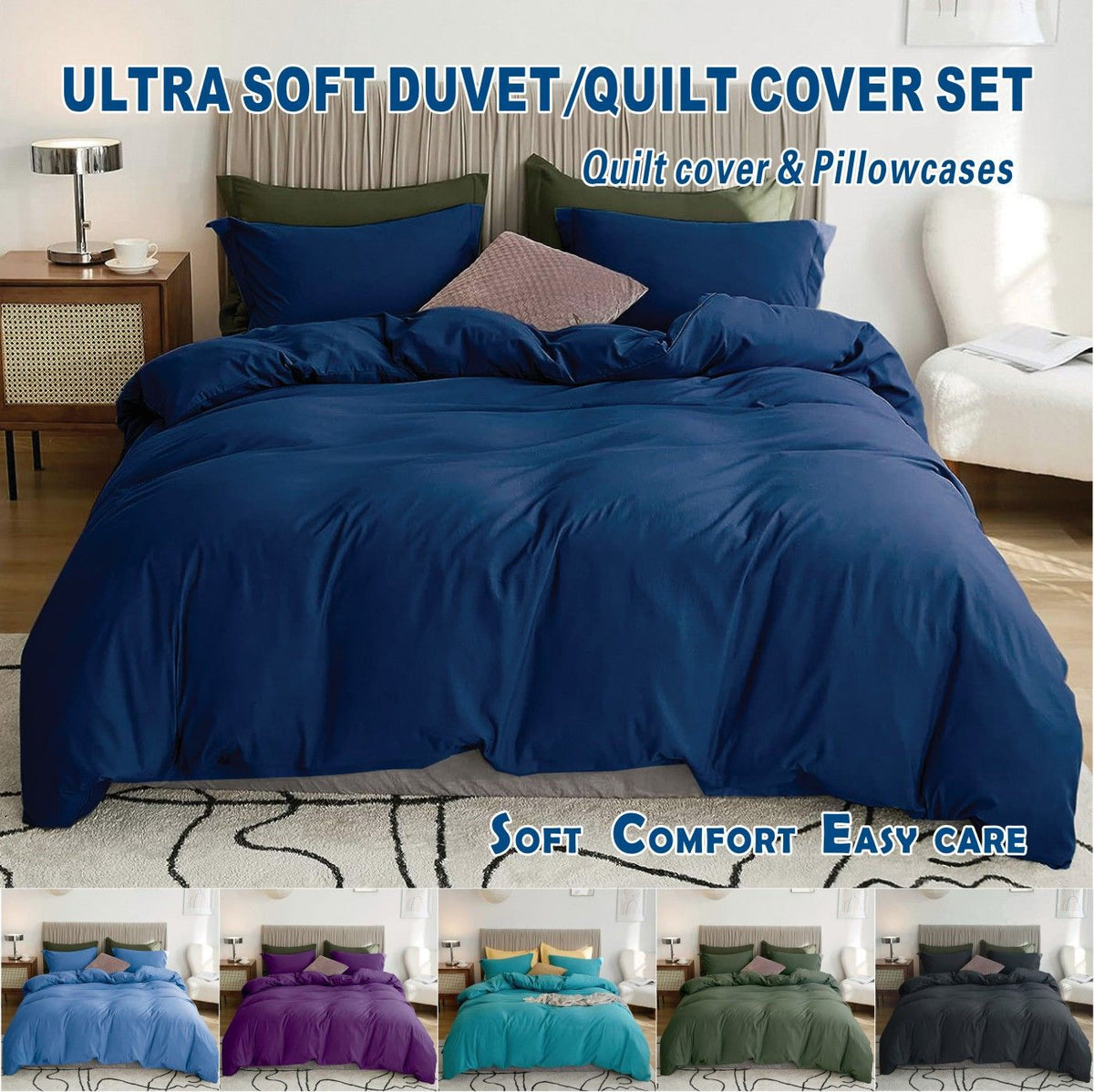 3 Piece Hotel Soft Microfiber Quilt Cover Set-2000TC Duvet/Donna Cover Set & Pillowcases -1 Quilt Cover Zipper Closure & 1 x 