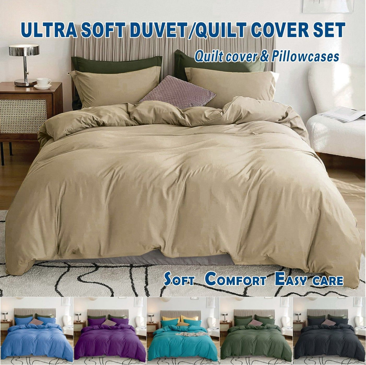 3 Piece Hotel Soft Microfiber Quilt Cover Set-2000TC Duvet/Donna Cover Set & Pillowcases -1 Quilt Cover Zipper Closure & 1 x 