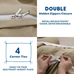 3 Piece Hotel Soft Microfiber Quilt Cover Set-2000TC Duvet/Donna Cover Set & Pillowcases -1 Quilt Cover Zipper Closure & 1 x 