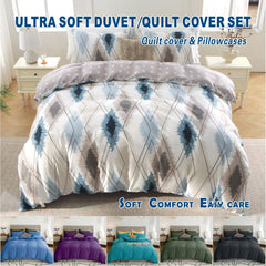 3 Piece Hotel Soft Microfiber Quilt Cover Set-2000TC Duvet/Donna Cover Set & Pillowcases -1 Quilt Cover Zipper Closure & 1 x 