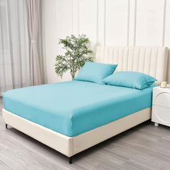 3 Piece Fitted Sheet Set- Fitted Sheet & Pillowcases -Breathable Bedding - Wrinkle, Fade, Stain Resistant- 40cm Deep Pocket F
