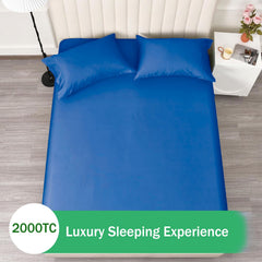 3 Piece Fitted Sheet Set- Fitted Sheet & Pillowcases -Breathable Bedding - Wrinkle, Fade, Stain Resistant- 40cm Deep Pocket F