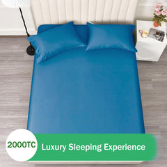 3 Piece Fitted Sheet Set- Fitted Sheet & Pillowcases -Breathable Bedding - Wrinkle, Fade, Stain Resistant- 40cm Deep Pocket F
