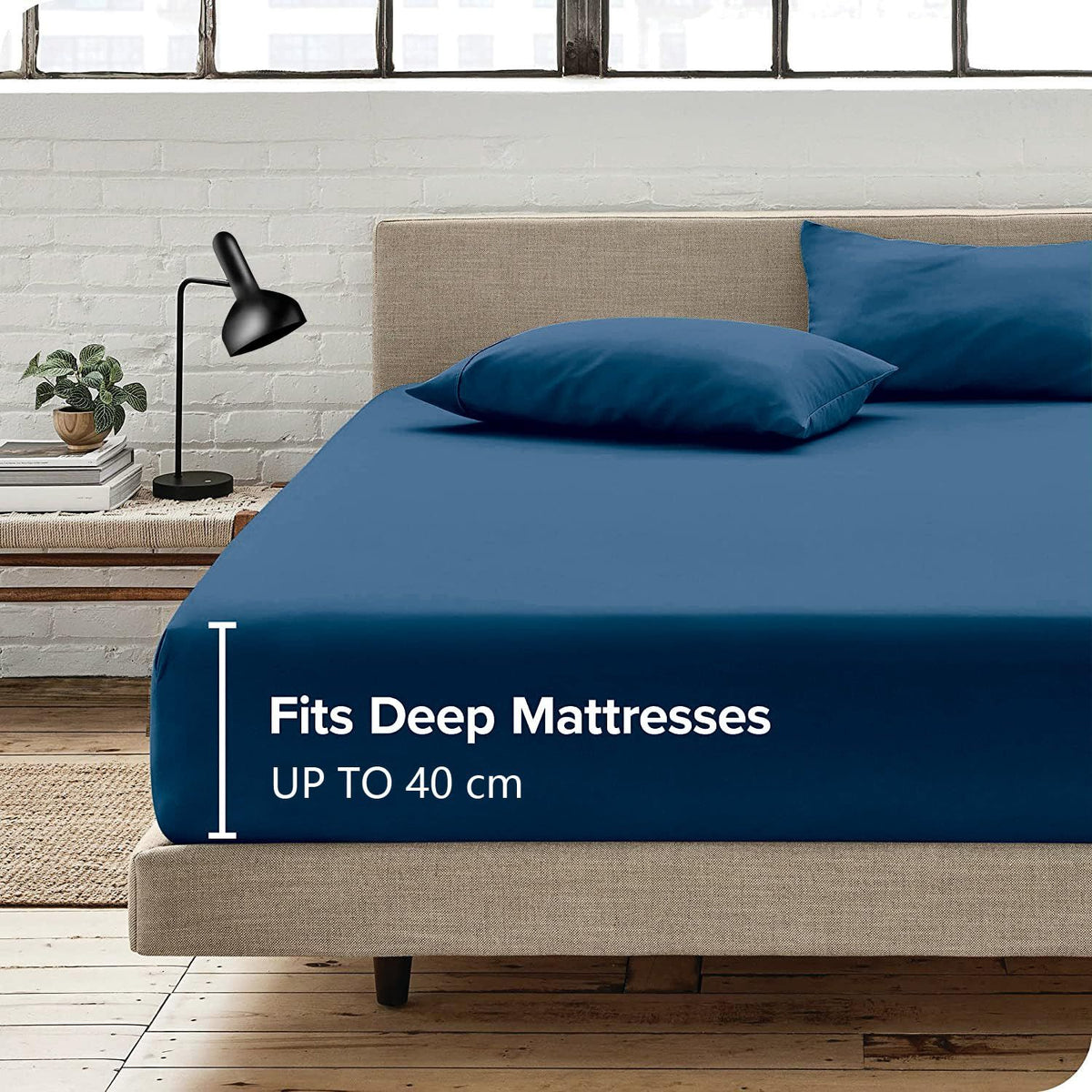 3 Piece Fitted Sheet Set- Fitted Sheet & Pillowcases -Breathable Bedding - Wrinkle, Fade, Stain Resistant- 40cm Deep Pocket F