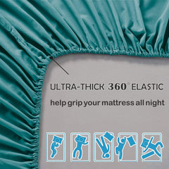 3 Piece Fitted Sheet Set- Fitted Sheet & Pillowcases -Breathable Bedding - Wrinkle, Fade, Stain Resistant- 40cm Deep Pocket F