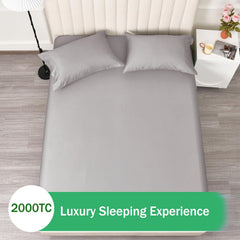3 Piece Fitted Sheet Set- Fitted Sheet & Pillowcases -Breathable Bedding - Wrinkle, Fade, Stain Resistant- 40cm Deep Pocket F