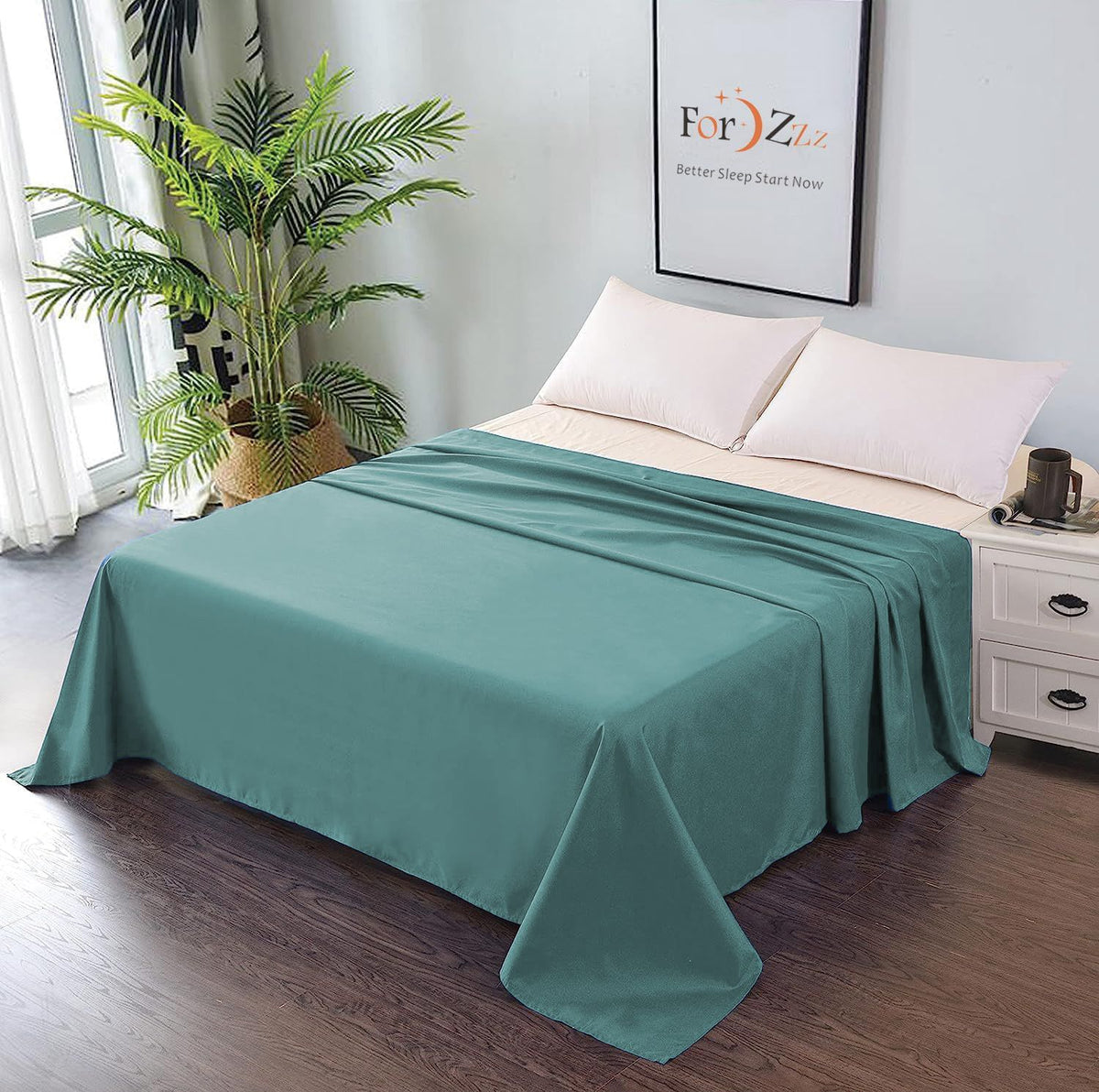 Elegant Comfort Premium Hotel Quality 1-Piece Double Flat Sheet, Luxury and Softest 2000 Thread Count Bedding Flat Sheet(Doub