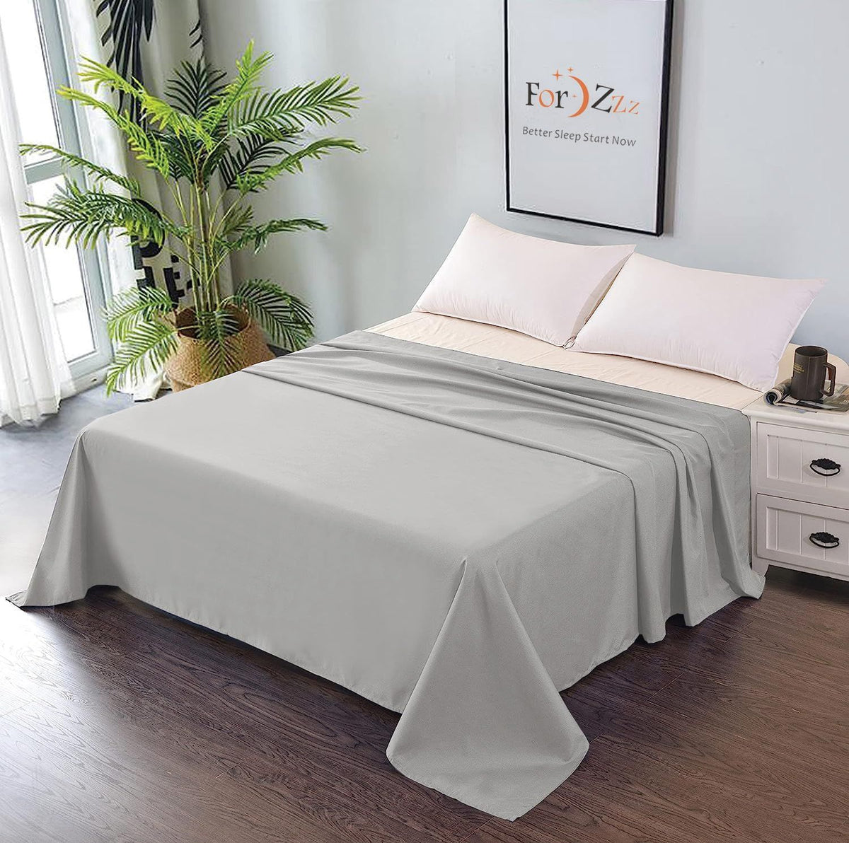 Elegant Comfort Premium Hotel Quality 1-Piece Double Flat Sheet, Luxury and Softest 2000 Thread Count Bedding Flat Sheet(Doub