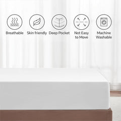 Hotel Quality Fitted Sheet - 1 Piece Fitted Sheet  -Breathable Bedding - Wrinkle, Fade, Stain Resistant- 16inch/40cm Deep Poc