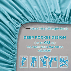 Hotel Quality Fitted Sheet - 1 Piece Fitted Sheet  -Breathable Bedding - Wrinkle, Fade, Stain Resistant- 16inch/40cm Deep Poc