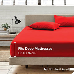 Hotel Quality Fitted Sheet - 1 Piece Fitted Sheet  -Breathable Bedding - Wrinkle, Fade, Stain Resistant- 16inch/40cm Deep Poc