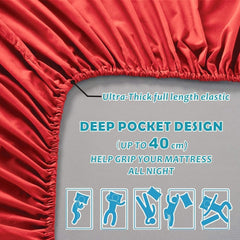Hotel Quality Fitted Sheet - 1 Piece Fitted Sheet  -Breathable Bedding - Wrinkle, Fade, Stain Resistant- 16inch/40cm Deep Poc