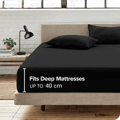 Hotel Quality Fitted Sheet - 1 Piece Fitted Sheet  -Breathable Bedding - Wrinkle, Fade, Stain Resistant- 16inch/40cm Deep Poc