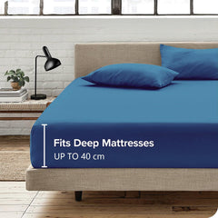Hotel Quality Fitted Sheet - 1 Piece Fitted Sheet  -Breathable Bedding - Wrinkle, Fade, Stain Resistant- 16inch/40cm Deep Poc