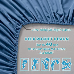 Hotel Quality Fitted Sheet - 1 Piece Fitted Sheet  -Breathable Bedding - Wrinkle, Fade, Stain Resistant- 16inch/40cm Deep Poc