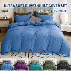 3 Piece Hotel Soft Microfiber Quilt Cover Set-2000TC Duvet/Donna Cover Set & Pillowcases -1 Quilt Cover Zipper Closure & 1 x 