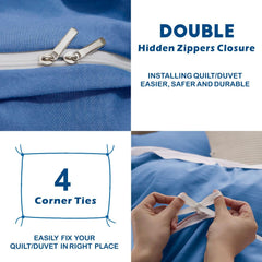 3 Piece Hotel Soft Microfiber Quilt Cover Set-2000TC Duvet/Donna Cover Set & Pillowcases -1 Quilt Cover Zipper Closure & 1 x 