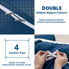 3 Piece Hotel Soft Microfiber Quilt Cover Set-2000TC Duvet/Donna Cover Set & Pillowcases -1 Quilt Cover Zipper Closure & 1 x 