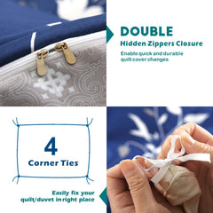 3 Piece Hotel Soft Microfiber Quilt Cover Set-2000TC Duvet/Donna Cover Set & Pillowcases -1 Quilt Cover Zipper Closure & 1 x 