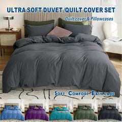 3 Piece Hotel Soft Microfiber Quilt Cover Set-2000TC Duvet/Donna Cover Set & Pillowcases -1 Quilt Cover Zipper Closure & 1 x 