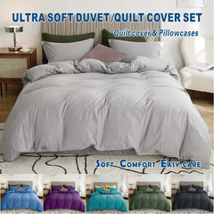 3 Piece Hotel Soft Microfiber Quilt Cover Set-2000TC Duvet/Donna Cover Set & Pillowcases -1 Quilt Cover Zipper Closure & 1 x 